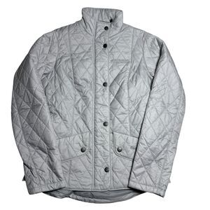 Barbour Womens Flyweight Cavalry Quilted Jacket Size US 4 Light Gray Logo NEW